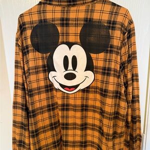 Disney Mickey Mouse Yellow and Black Plaid Button-up Shirt